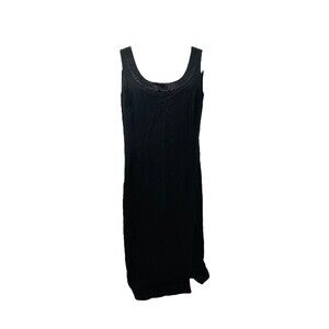 August Max Women's Straight Maxi Dress Black Sleeveless Scoop Neck Size Large